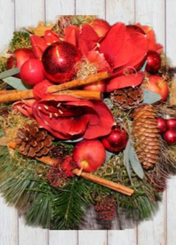 Strauss, weihnachtlich (Amaryllis, rot)