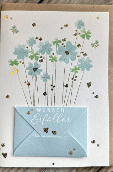 Grußkarte "Wunscherfüller" mit Mini-Geldumschlag